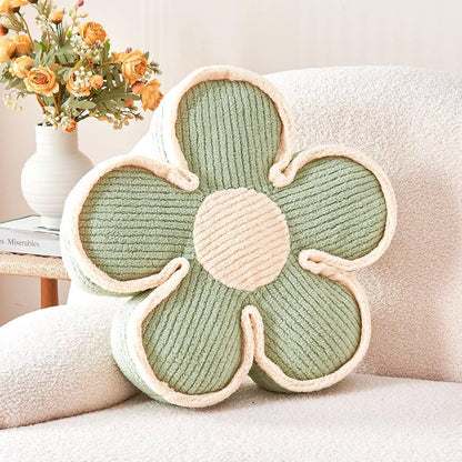 Kcvvcr Flower Pillow, Soft Flower Decorative Throw Pillow, Cute Daisy Flower Shaped Seating Floor Cushion Room Décor Plush Pillows for Sofa Couch Bed (13.7 Inch, Sage Green)