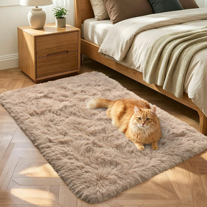 Noahas 2x6 Black Fluffy Soft Runner Rug Non-Slip for Bedroom Dorm Hallway
