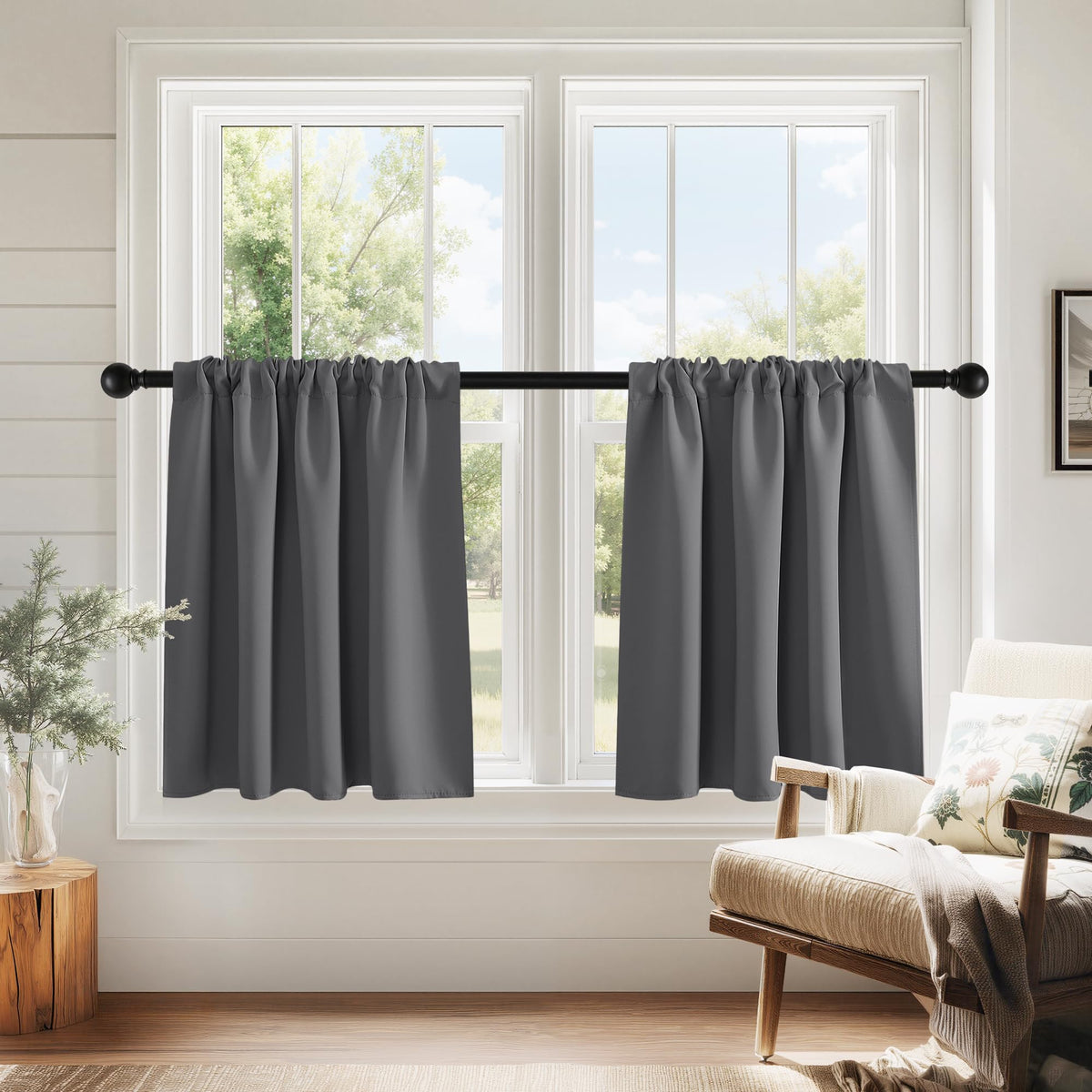PONY DANCE Black Out Curtains 72 inch Long, Black, 2 Panels