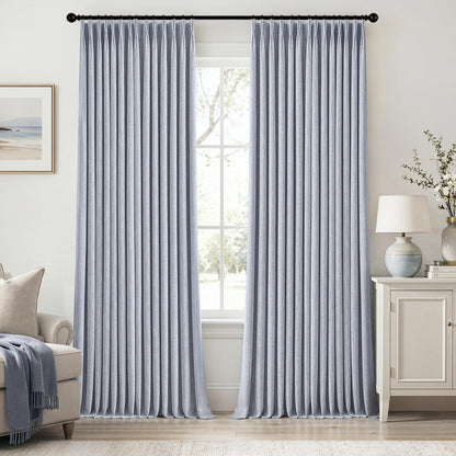 MIULEE Natural Pinch Pleated 100% Blackout Linen Curtains 40x84 Inches
