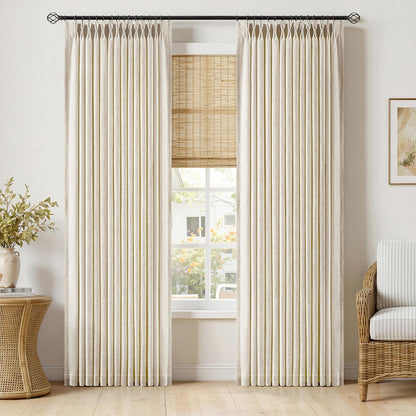 MIULEE Pinch Pleated Linen Curtains 90 Inches Long 2 Panels Natural