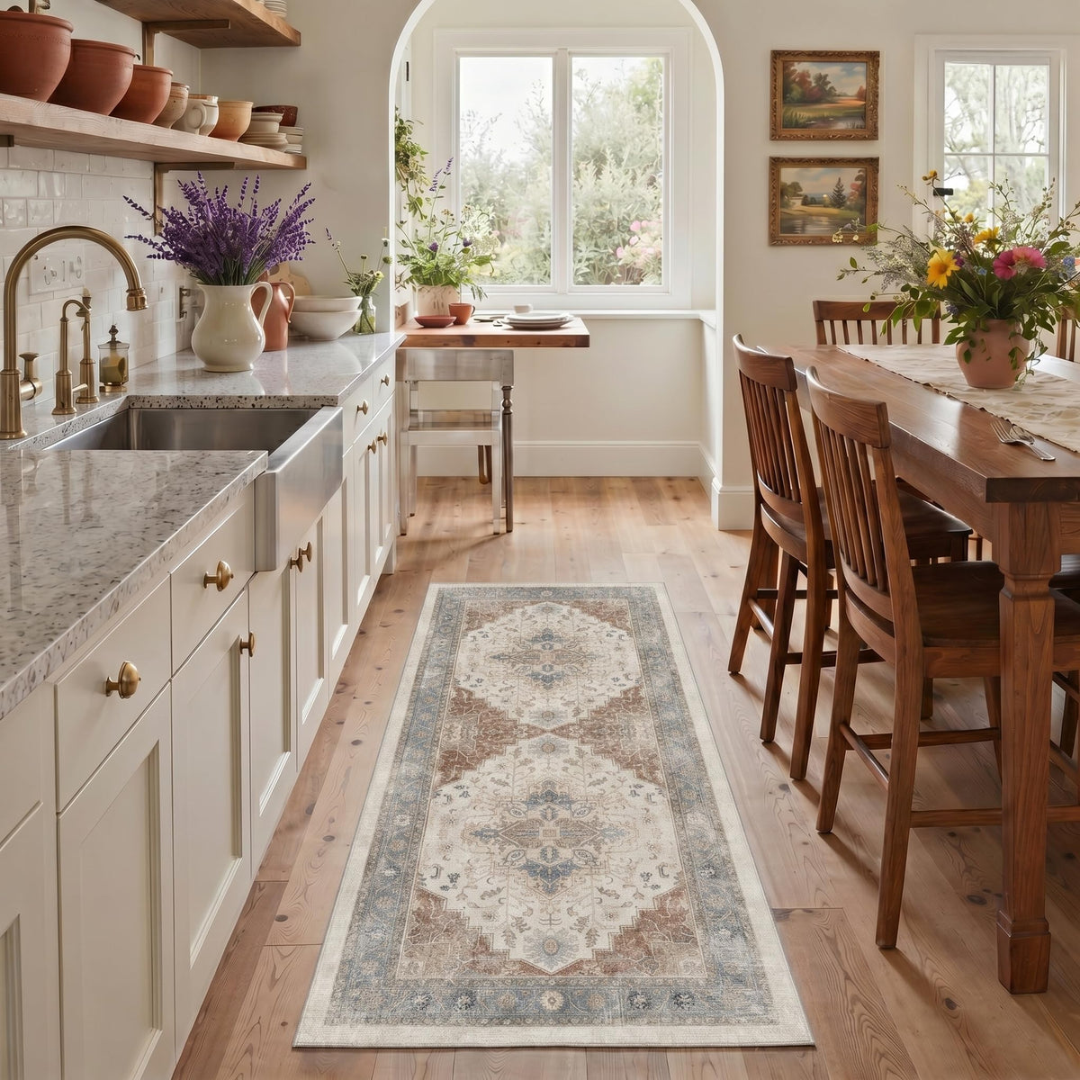 GENIMO 8x10 Washable Area Rugs for Living Room, Non Slip, Taupe Brown