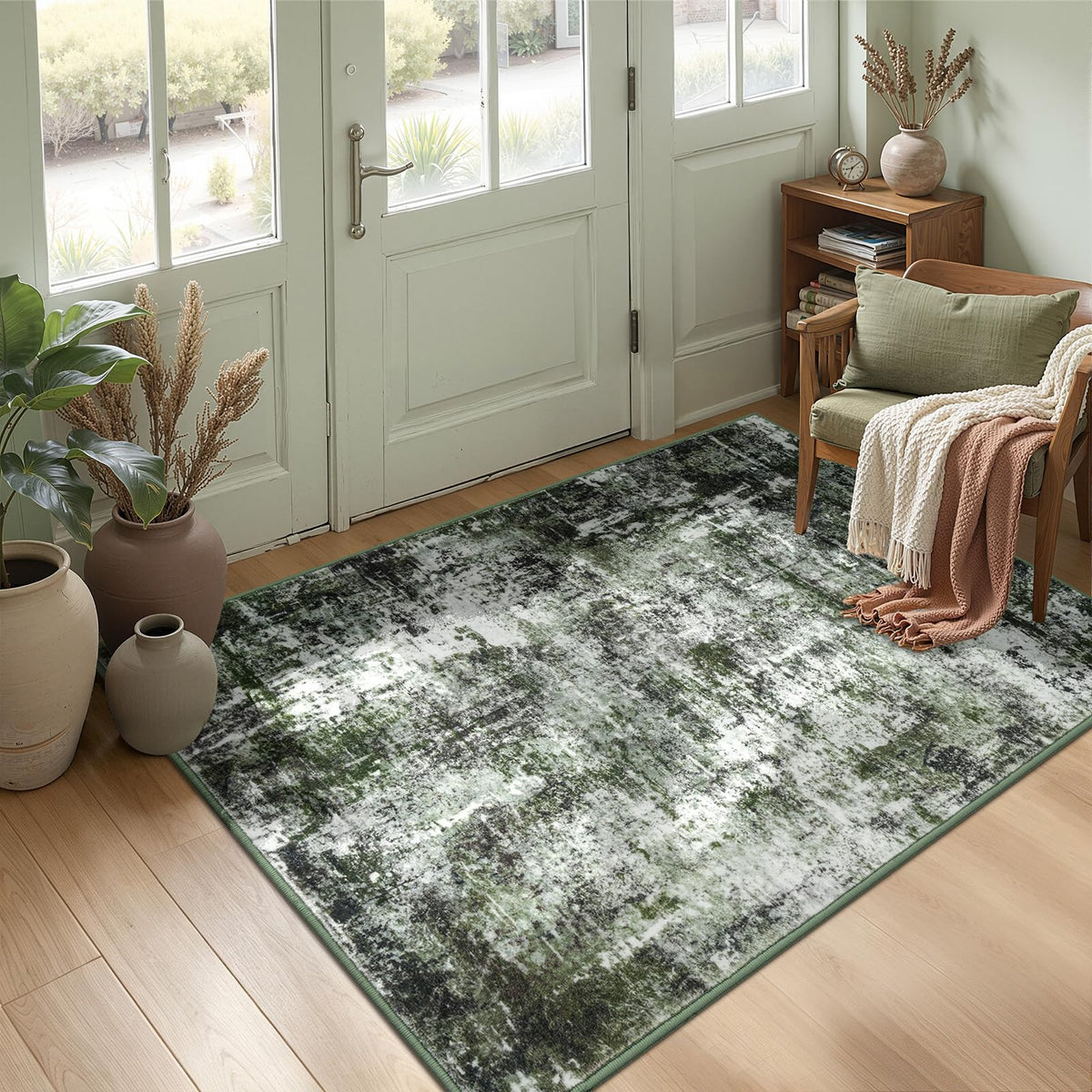 Rugflix 8x10 Area Rug for Living Room, Washable Navy Blue Dark Black Carpet