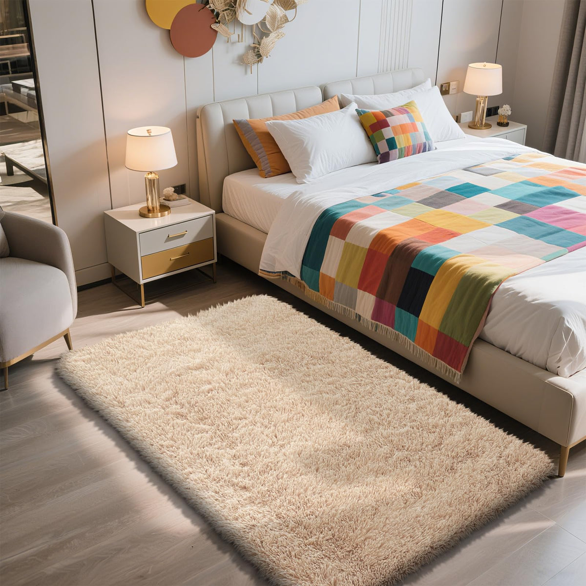 8x10 Fluffy Area Rugs for Living Room,Black Large Shag Area Rug for Bedroom