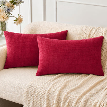 MIULEE Soft Chenille Throw Pillow Covers Sage Green 18x18 Inch Pack of 2