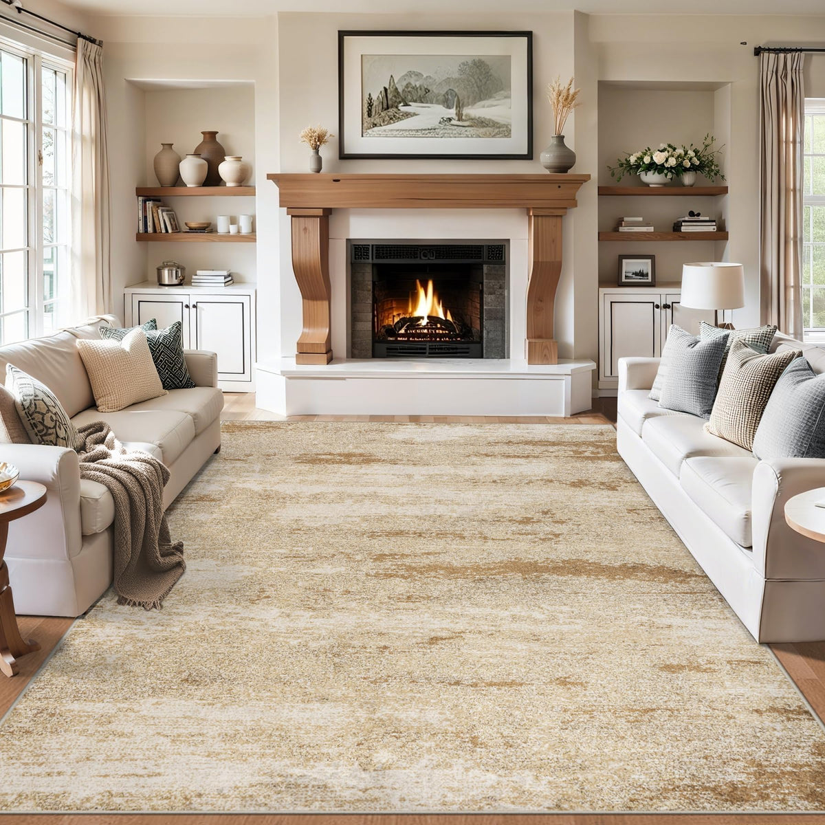 PLHXFR 8x10 Area Rug Living Room: Modern Abstract Washable Carpet Grey
