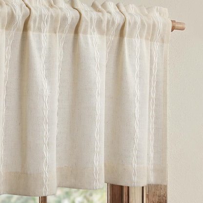 Boho 100% Blackout Curtains 84 Inch 2 Panels Linen Blend Beige