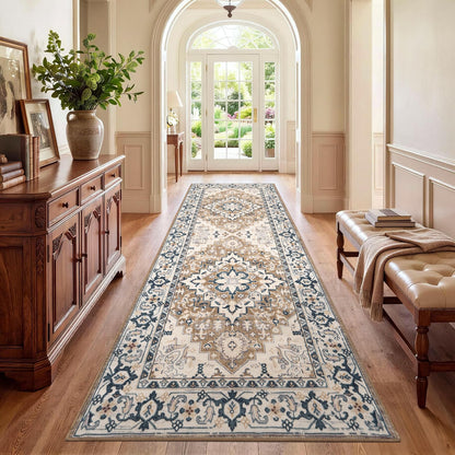Lofus 5x7 Area Rugs for Living Room Bedroom, Soft Boho Carpet Floral Brown