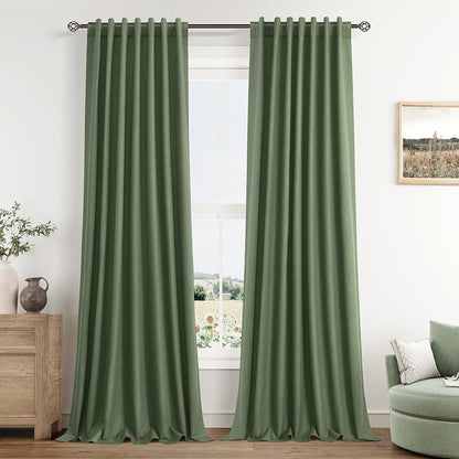 Guken Cream Linen Blackout Curtains 84 Inch Length 2 Panels Set for Living Room Bedroom Back Tab Thermal Insulated 100% Black Out Drapes Room Darkening Window Curtain Ivory Natural Beige