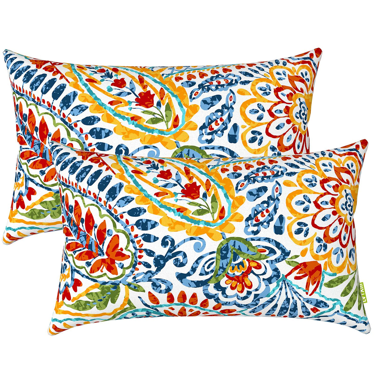 LVTXIII Set of 2 Patio Lumbar Pillows, 12" x 20" Fade Resistant Outdoor Lumbar Pillow with Inners, Fluffy Decorative Garden Lumbar Cushions for Home Patio Coach Sofa Use, Jacobean Black