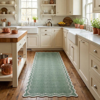 GarveeHome 5x7 Scalloped Area Rug Jute Washable Bedroom Living Room Rug