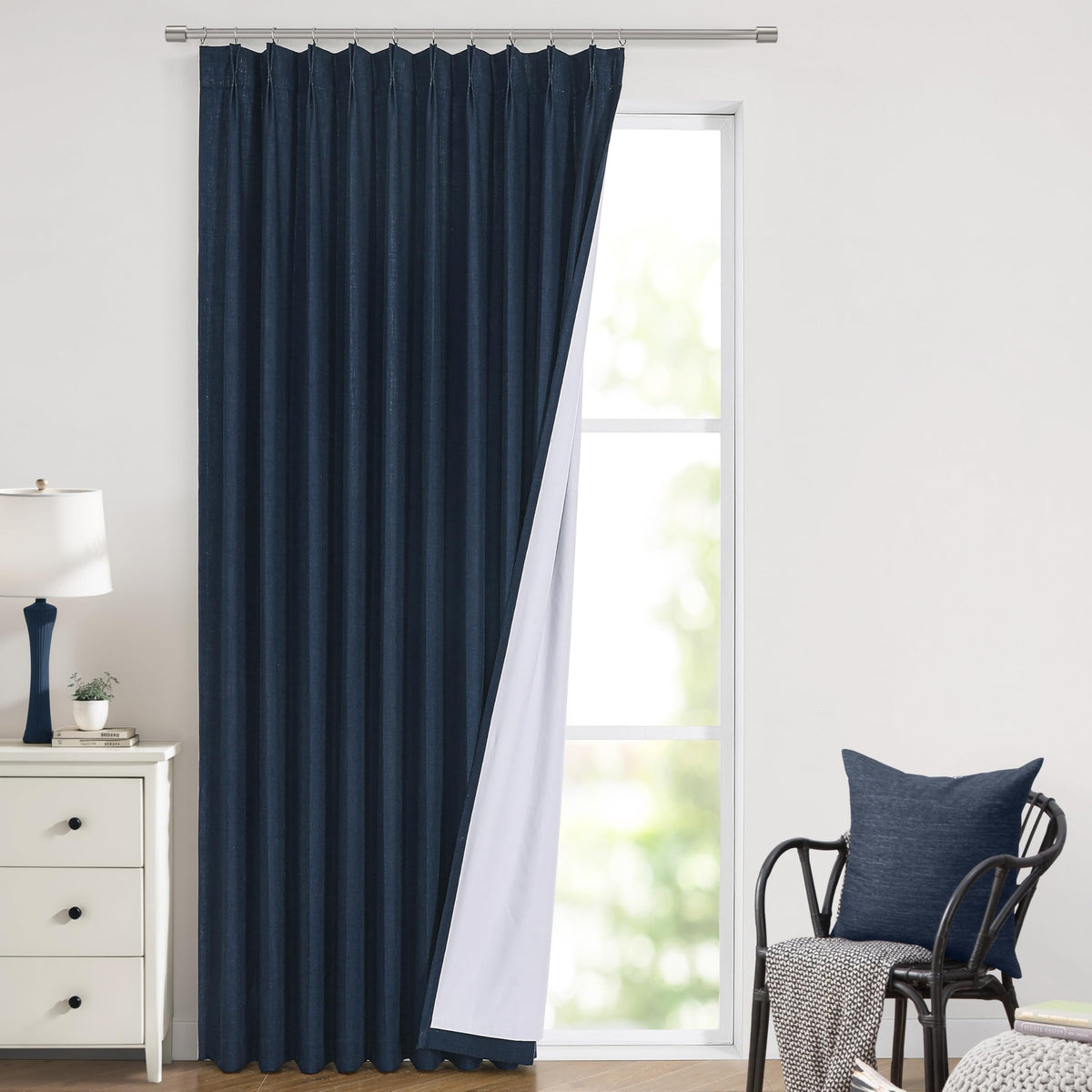 Vision Home Sand Pinch Pleated Full Blackout Curtains Linen Blended Room Darkening Window Curtains 95 inch for Living Room Bedroom Thermal Insulated Pinch Pleat Drapes with Hooks 2 Panel 40" Wx95 L