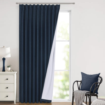 Vision Home Sand Pinch Pleated Full Blackout Curtains Linen Blended Room Darkening Window Curtains 95 inch for Living Room Bedroom Thermal Insulated Pinch Pleat Drapes with Hooks 2 Panel 40" Wx95 L