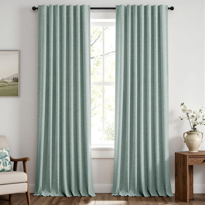 MIULEE 100% Blackout Linen Curtains for Bedroom 42 x 84 Inch Ivory 2 Panels