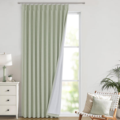 Vision Home Sand Pinch Pleated Full Blackout Curtains Linen Blended Room Darkening Window Curtains 95 inch for Living Room Bedroom Thermal Insulated Pinch Pleat Drapes with Hooks 2 Panel 40" Wx95 L
