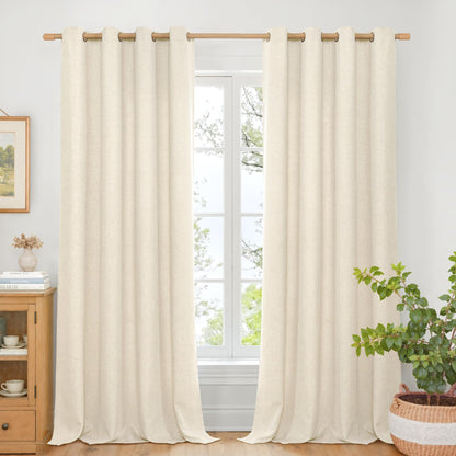 BGment Oatmeal Linen Curtains 84 Inch Length 2 Panels Set for Living Room