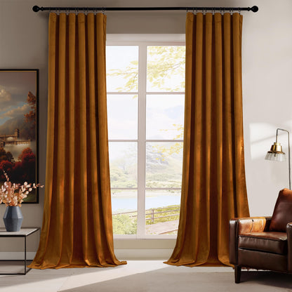 RYB HOME Sage Green Velvet Curtains 84 inches for Bedroom Living Room