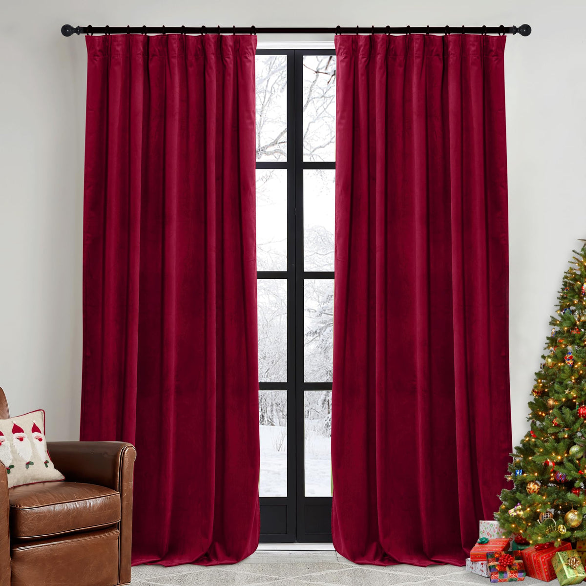 RYB HOME Sage Green Velvet Curtains 84 inches for Bedroom Living Room