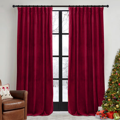 RYB HOME Sage Green Velvet Curtains 84 inches for Bedroom Living Room