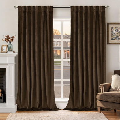 BGment Olive Green Velvet Blackout Curtains 52 x 84 Inch Length, 2 Panels