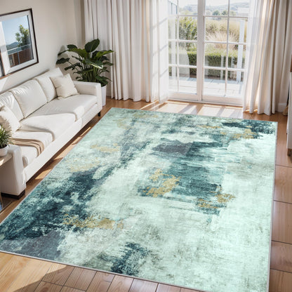 8x10 Area Rugs for Living Room Washable Bedroom Dining Room Blue Grey