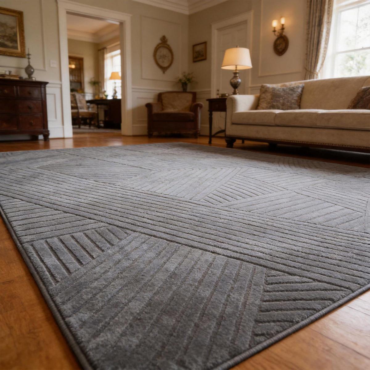 5x7 Grey Solid Color Area Rug, Modern Rugs for Living Room Bedroom
