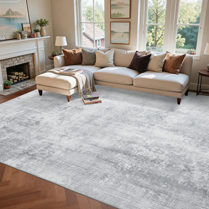 6x9 Ft Abstract Washable Area Rugs for Living Room Blue