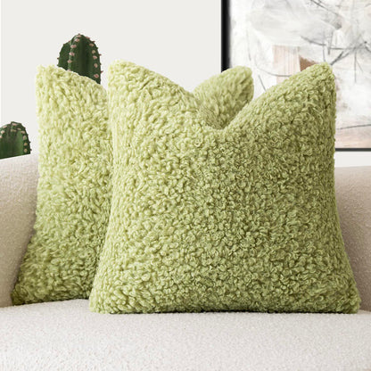 Foindtower Decorative Fuzzy Faux Fur Throw Pillow Covers 24x24 Inch Oatmeal