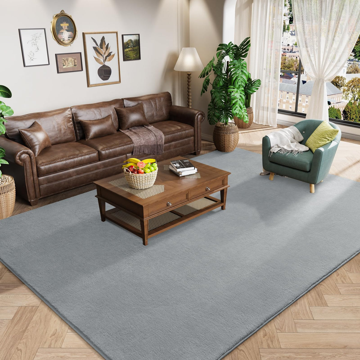 Amearea Modern Area Rugs for Bedroom Living Room, 4x6 Blue Memory Foam Rug