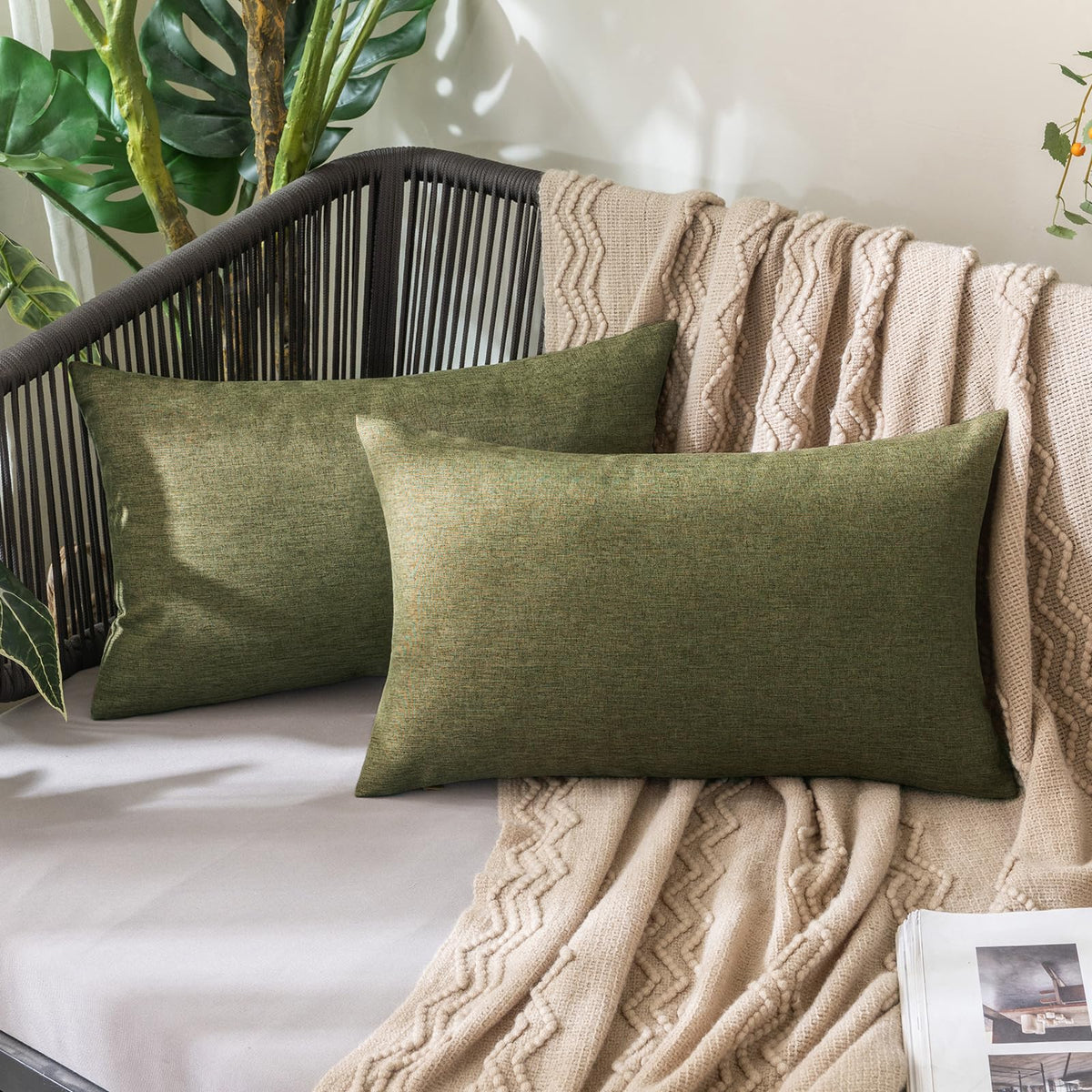 MIULEE Decorative Outdoor Pillow Covers Euro Waterproof 24x24 Beige