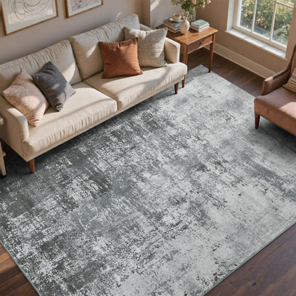 6x9 Ft Abstract Washable Area Rugs for Living Room Blue