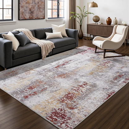 Toneed 4x6 Feet Washable Area Rugs for Bedroom Living Room, 48"x72" Grey