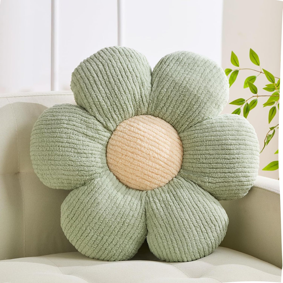 XIAIJIA 3PCS Flower Pillow, Daisy Throw Pillows, Flower Cushion 15.7 Inch