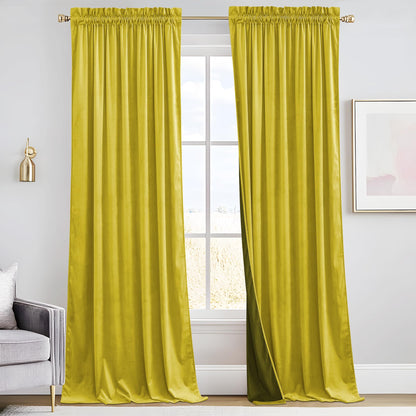 RYB HOME Blue Velvet Blackout Curtains for 84 inches Bedroom Living Room