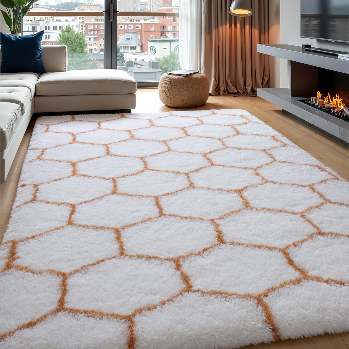 Zentavio 5x8 Area Rugs for Bedroom Fluffy Rugs for Living Room Carpet Large Fuzzy Soft Shag Aesthetic Plush High Pile Gray Throw Rug for Nursery Kids Room Dorm Waved Grey