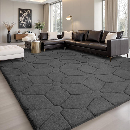 Sour Lemon 8x10 Area Rugs for Living Room Bedroom, Large Carpet Grey Rug