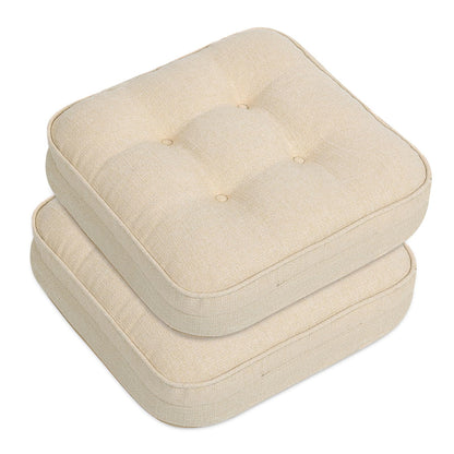 GOFORIT Chair Cushions,Tufted Shredded Memory Foam Chair Pads, Non-Slip Seat Cushions with Removable Cover, 16'' x 16'', Beige
