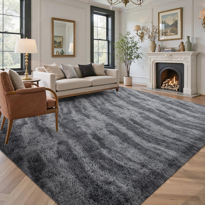 5x7 Black Area Rugs for Living Room, Large Fluffy Shag Bedroom Rugs Non-Slip, Ultra Soft Plush Carpet for Nursery Kids PlayRoom Dorm Office Indoor Modern Carpets
