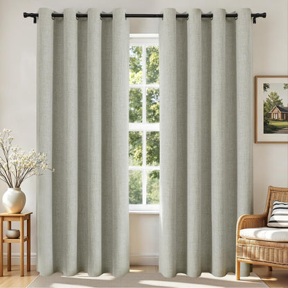 Joydeco Blackout Curtains 84 Inch Long, Linen Black Out Curtains for Bedroom 2 Panels with Grommet, Thermal Insulated, Noise Reducing Room Darkening Drapes Privacy Protection for Living Room Window