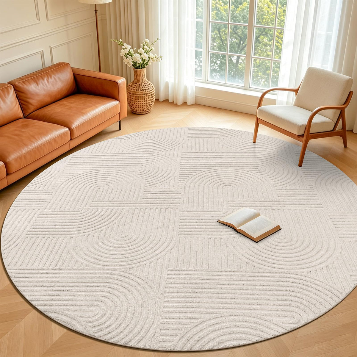 Pauwer 5x7 Area Rugs for Living Room, Modern Non Slip Washable Rug, Beige