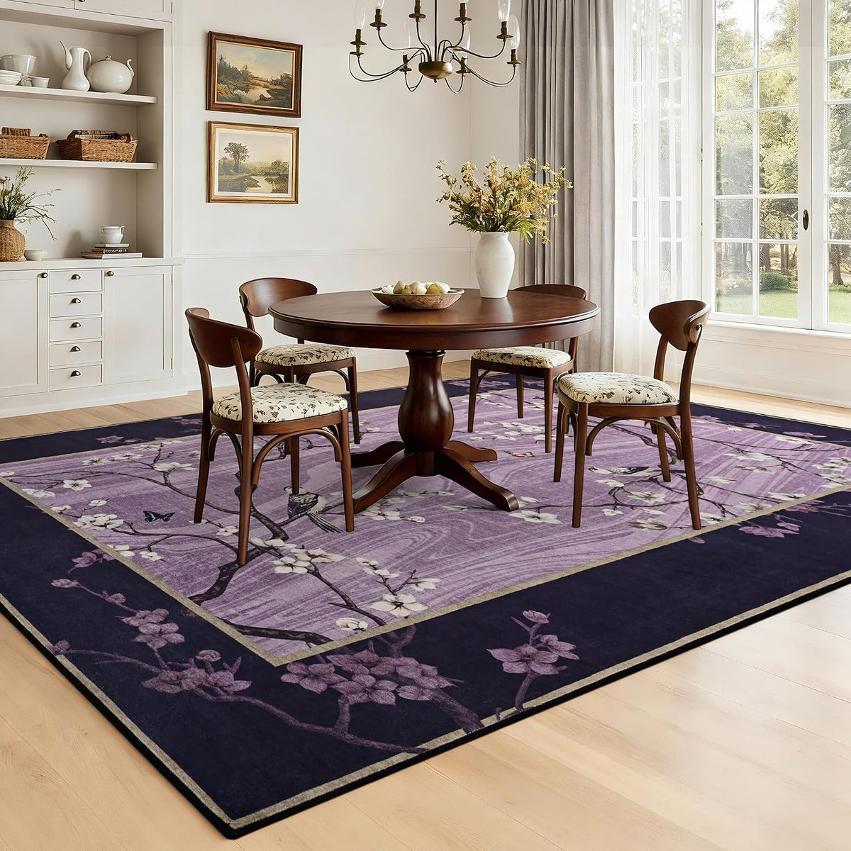 Foxmas 4x6 Purple Floral Area Rug