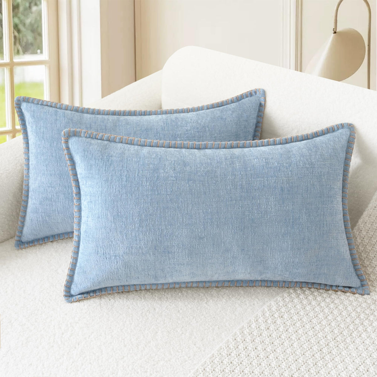 CaliTime Decorative Couch Throw Pillow Covers 18 X 18 Inches Smoke Blue