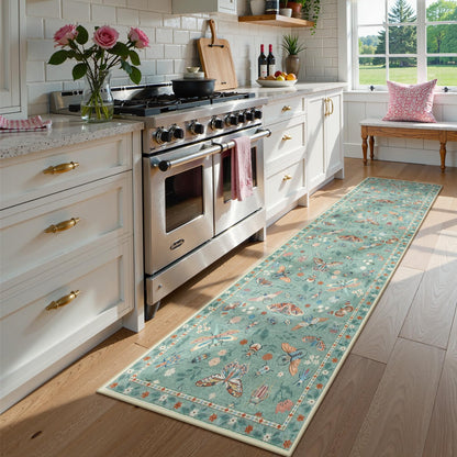 Lahome Bug Washable Area Rugs 5x7, Soft Green Rug for Living Room Bedroom