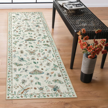 Lahome Bug Washable Area Rugs 5x7, Soft Green Rug for Living Room Bedroom