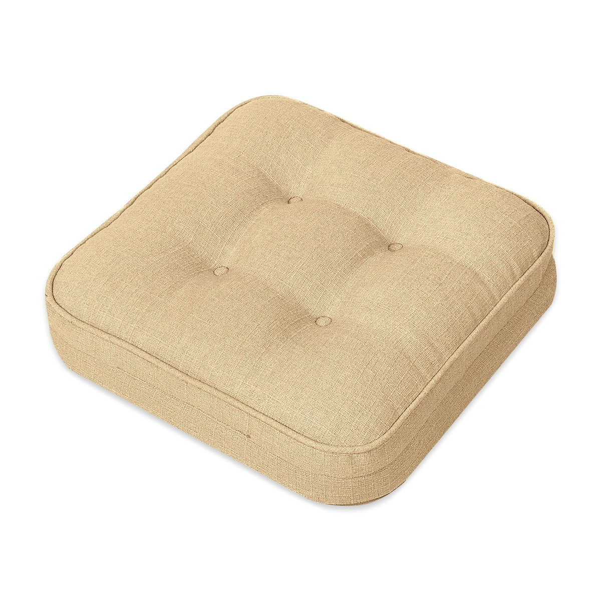 GOFORIT Chair Cushions,Tufted Shredded Memory Foam Chair Pads, Non-Slip Seat Cushions with Removable Cover, 16'' x 16'', Beige
