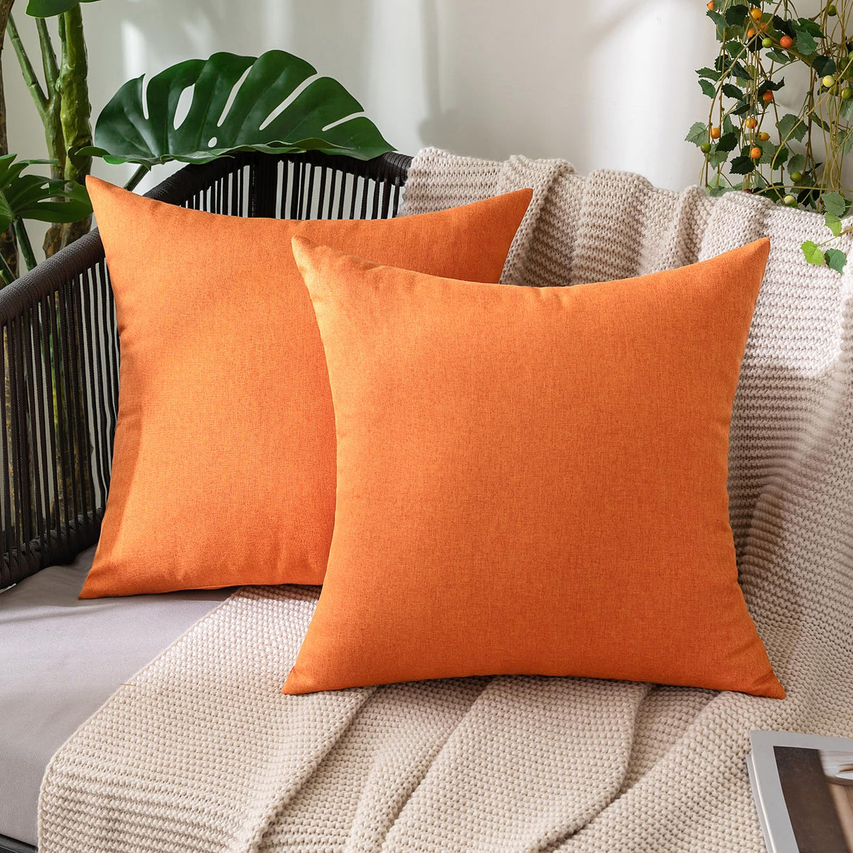 MIULEE Decorative Outdoor Pillow Covers Fall 18x18 Rust