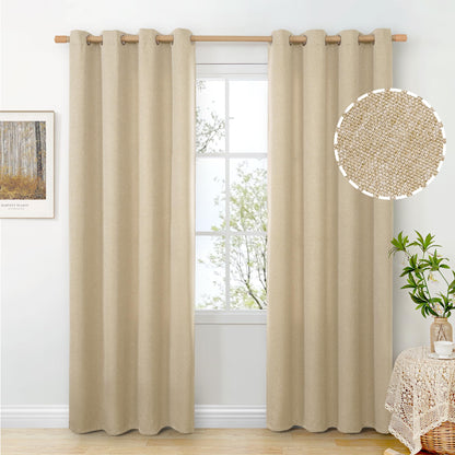 BGment Oatmeal Linen Curtains 84 Inch Length 2 Panels Set for Living Room