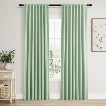 Guken Cream Linen Blackout Curtains 84 Inch Length 2 Panels Set for Living Room Bedroom Back Tab Thermal Insulated 100% Black Out Drapes Room Darkening Window Curtain Ivory Natural Beige