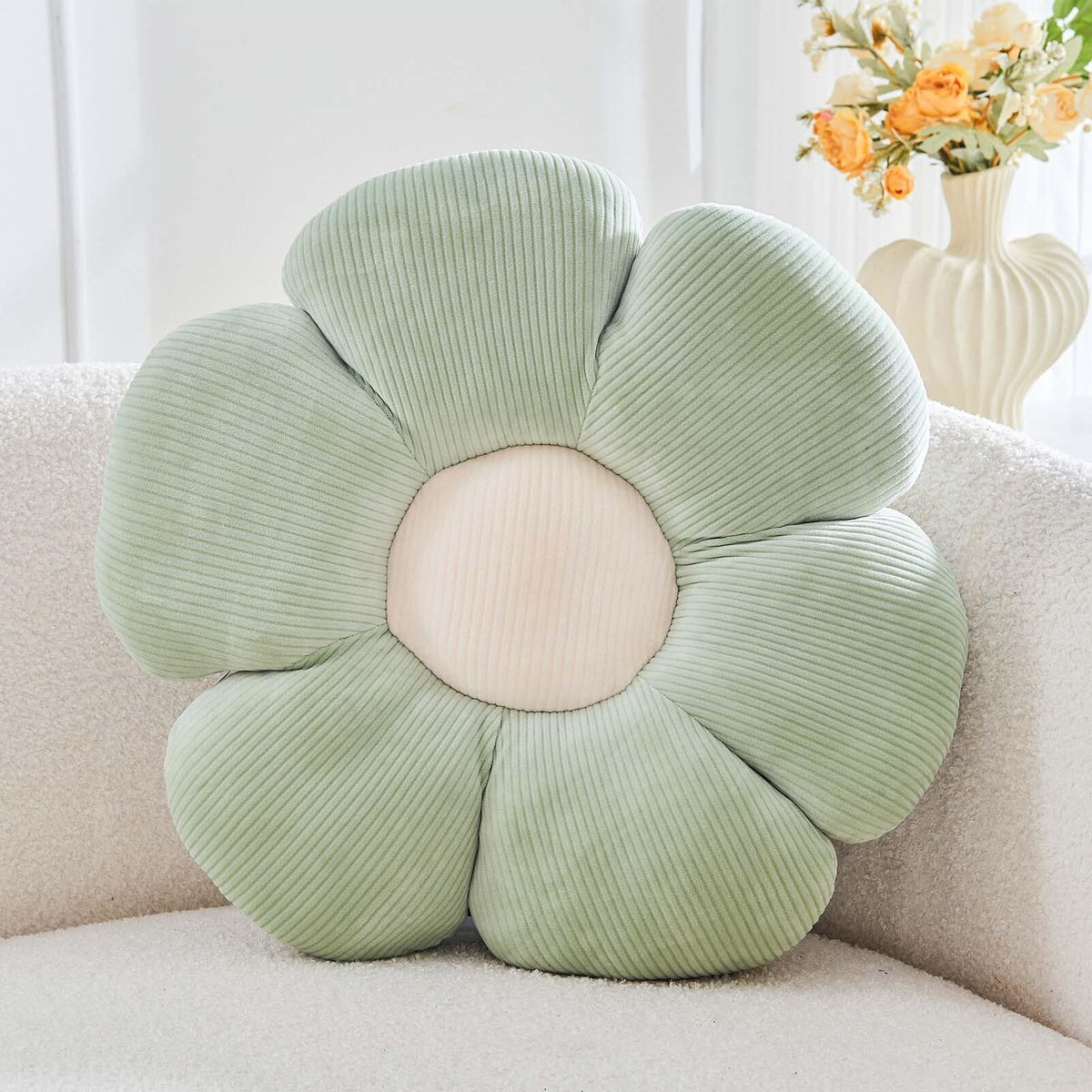 Kcvvcr Flower Throw Pillow, Soft White 14.9" Shaped Floor Pillow for Home Decor, Cute Aesthetic Plush Decorative Pillows for Bed, Sofa, Couch