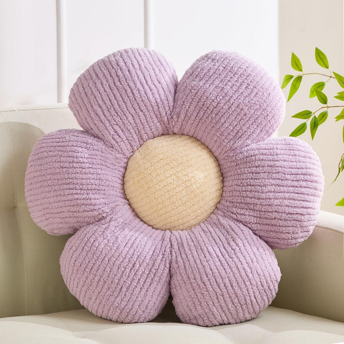 XIAIJIA Flower Pillow, Pink Daisy Throw Pillows, Flower Cushion 15.7 Inch